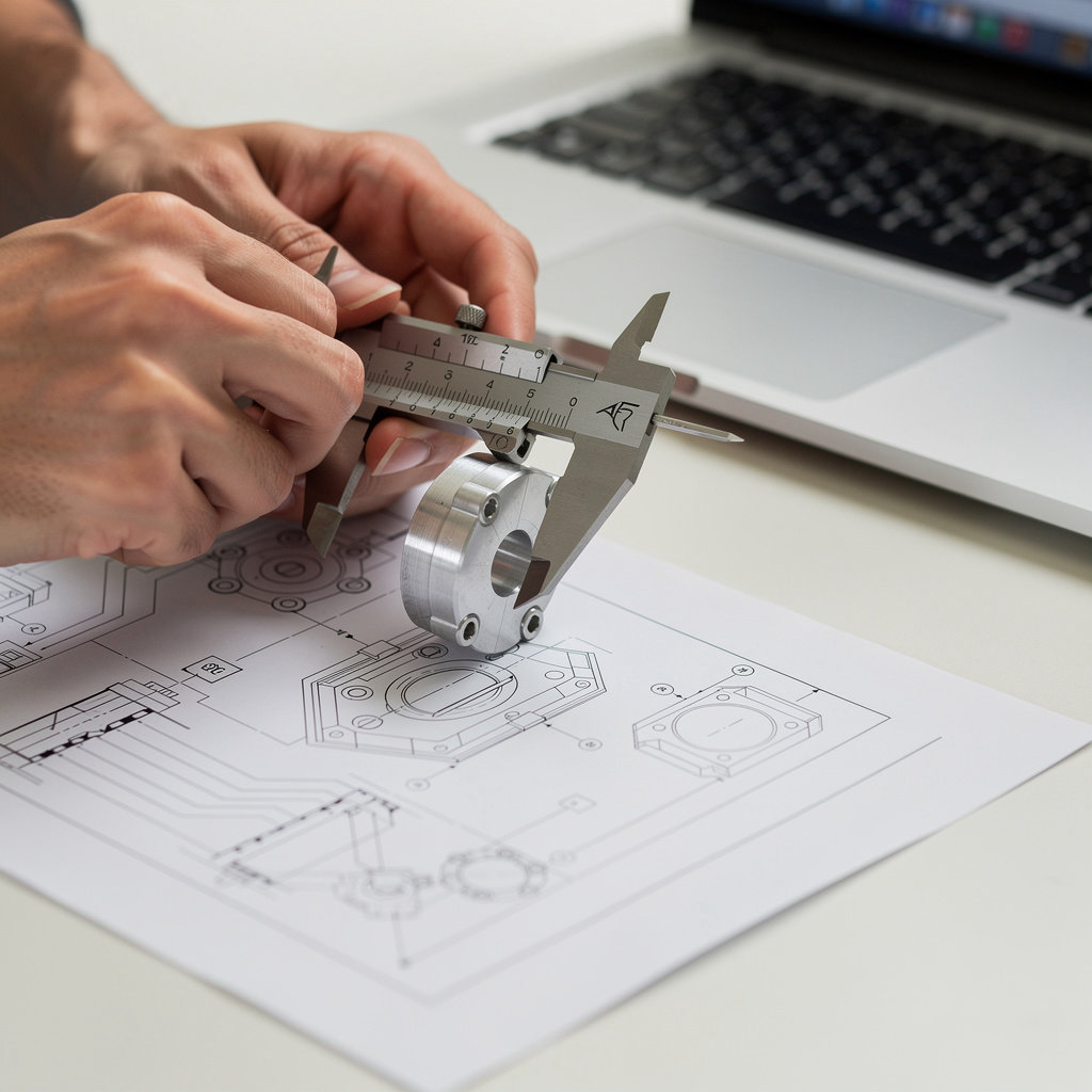 Christensen Engineering San Diego team reviewing technical project blueprints and plans in a professional office setting